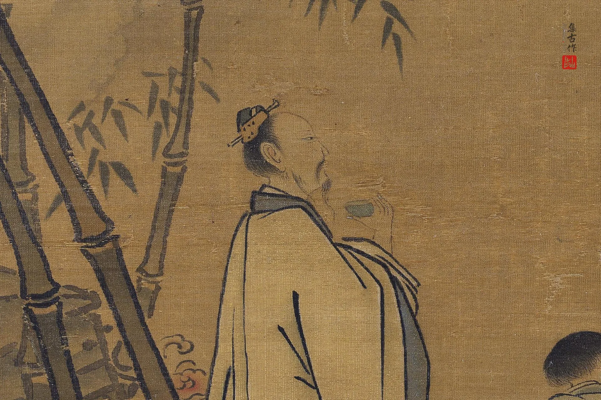 马远《竹鹤图》高清大图局部 (3)