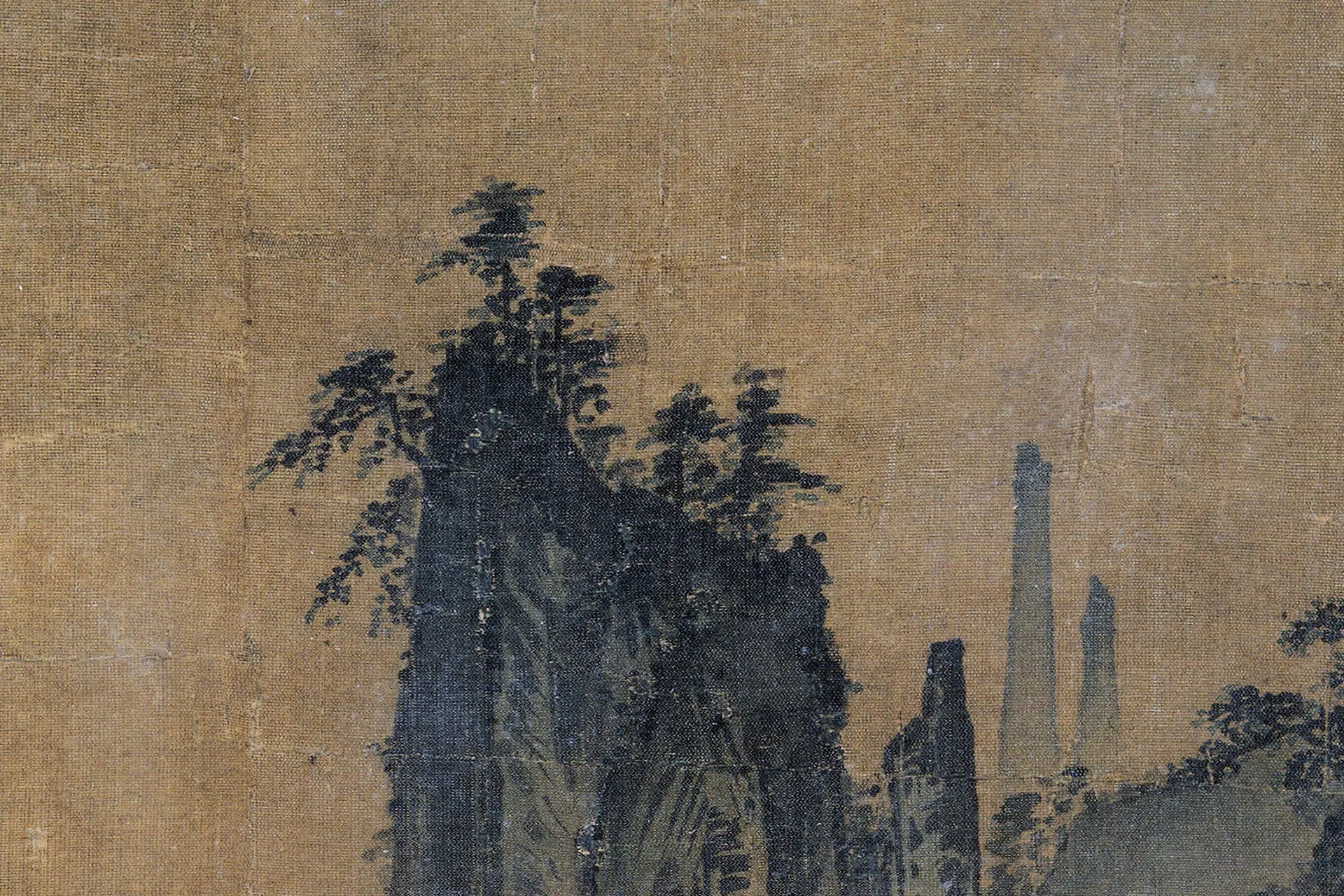 传马远山水画《观瀑图》团扇页局部 (2)