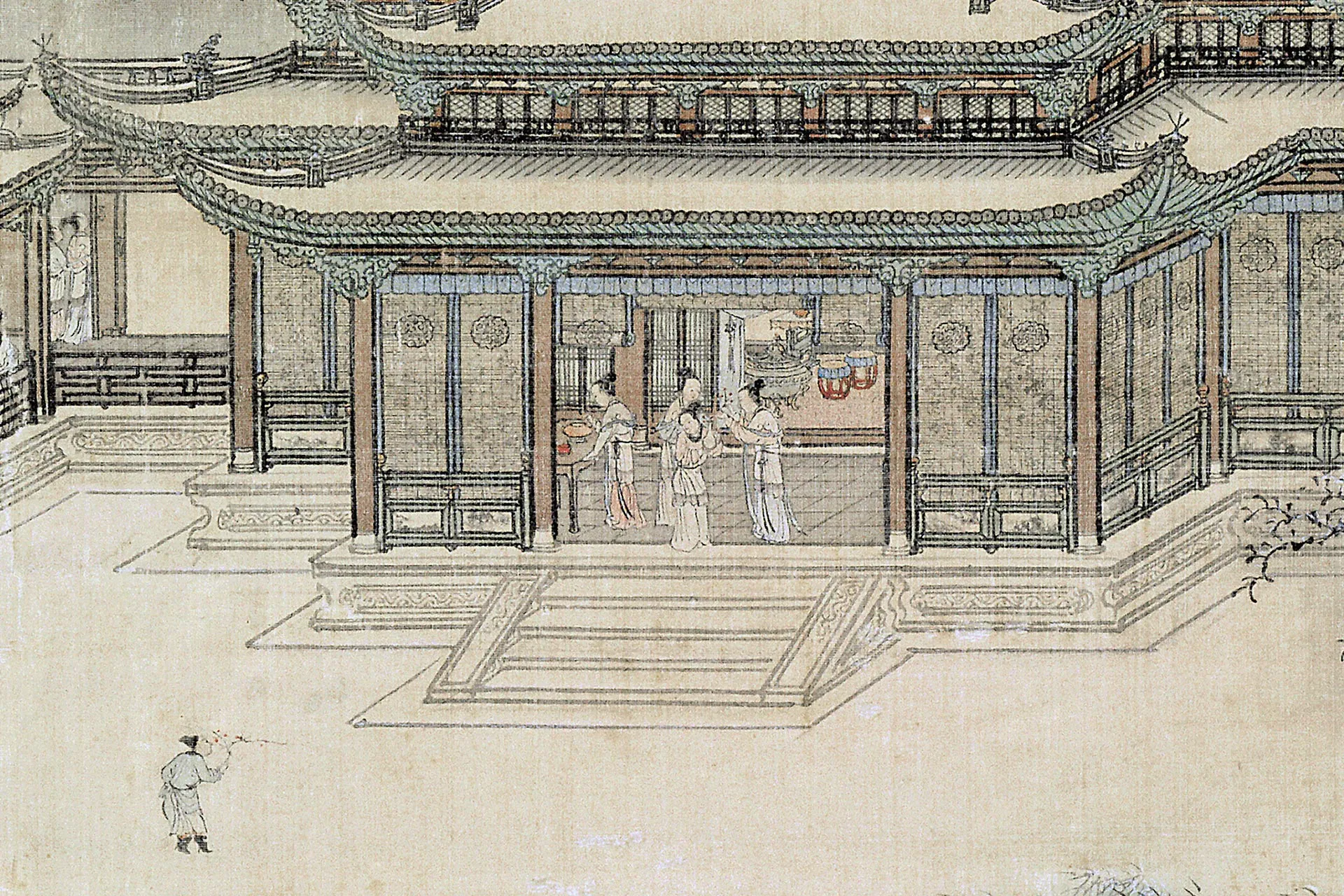 袁江《梁园飞雪图》局部 (1)