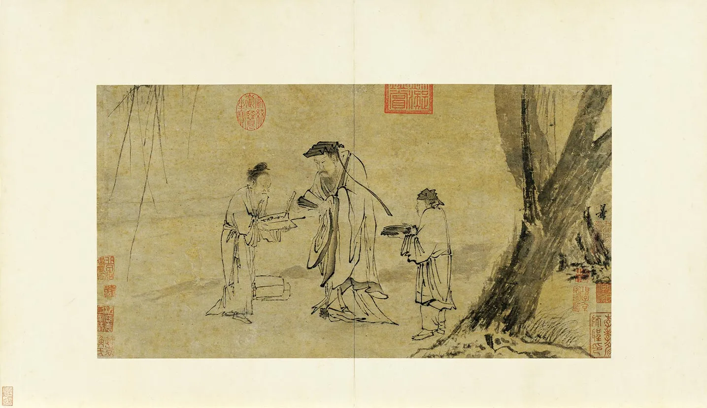 梁楷水墨人物画《山阴书箑图》页