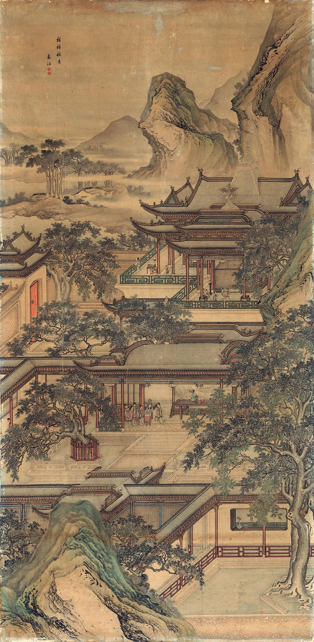 传清袁江桂林秋月图