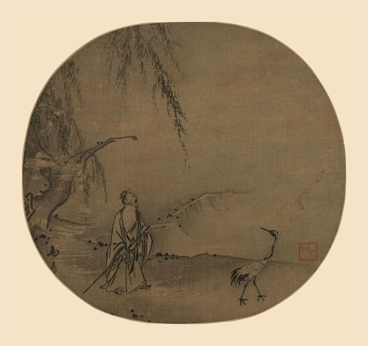 传马远《高士携鹤图》团扇页
