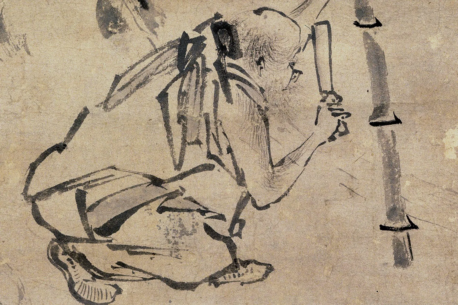 梁楷《六祖截竹图》局部 (1)