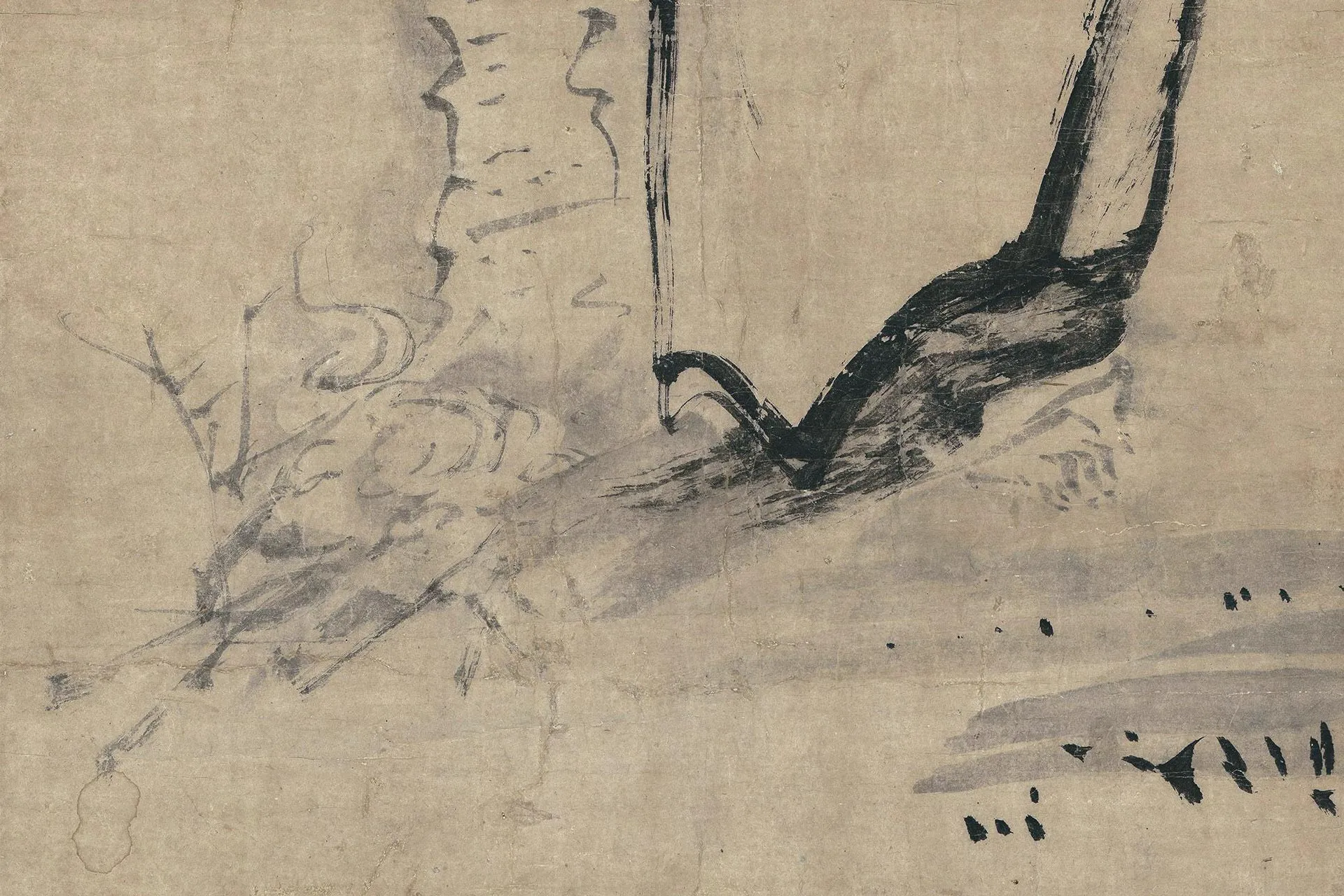 传南宋梁楷佛道人物画《焚经图》局部 (2)