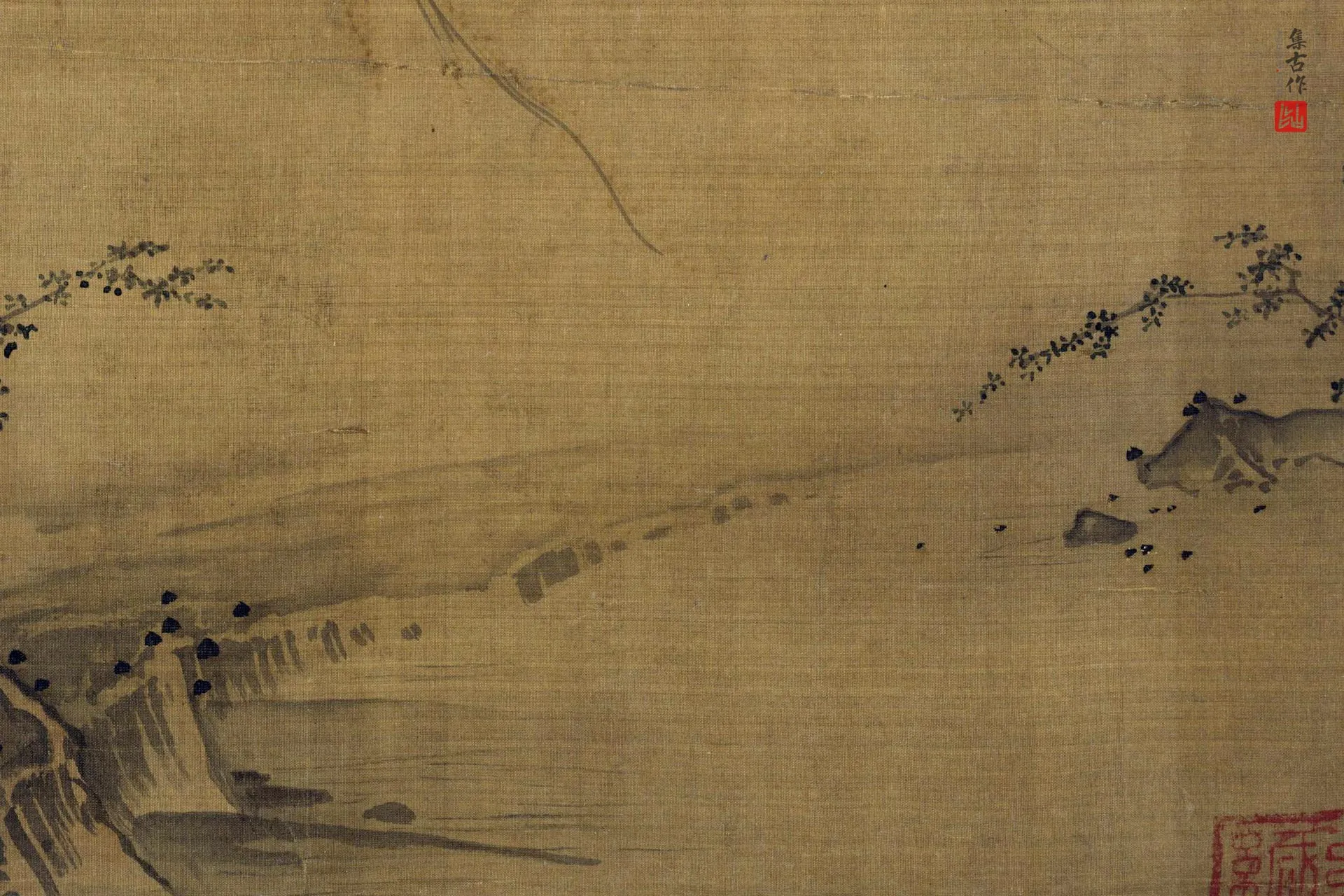 马远山水人物画《山径春行图》局部 (2)