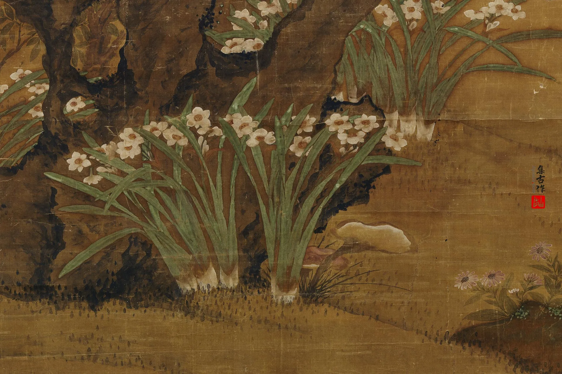 王谷祥画花鸟轴局部 (3)