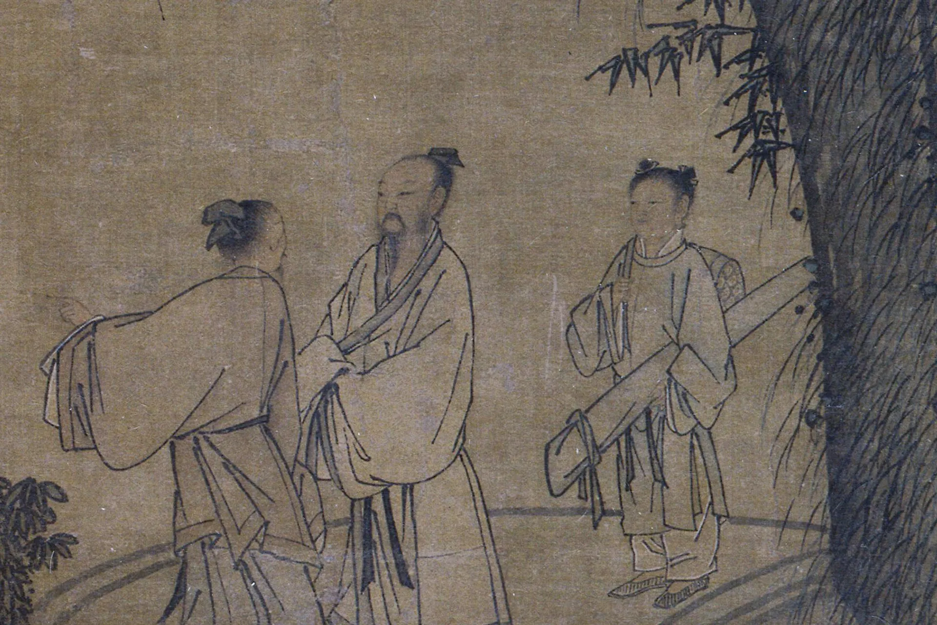 南宋山水人物画《山楼来凤图》局部 (1)