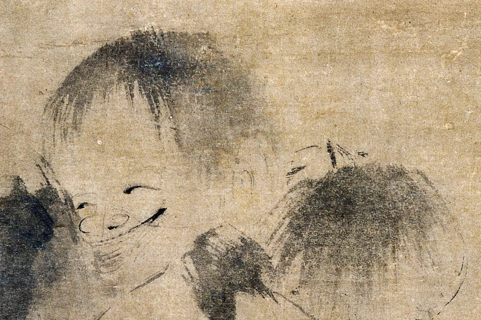 传南宋梁楷《寒山拾得图》局部 (2)