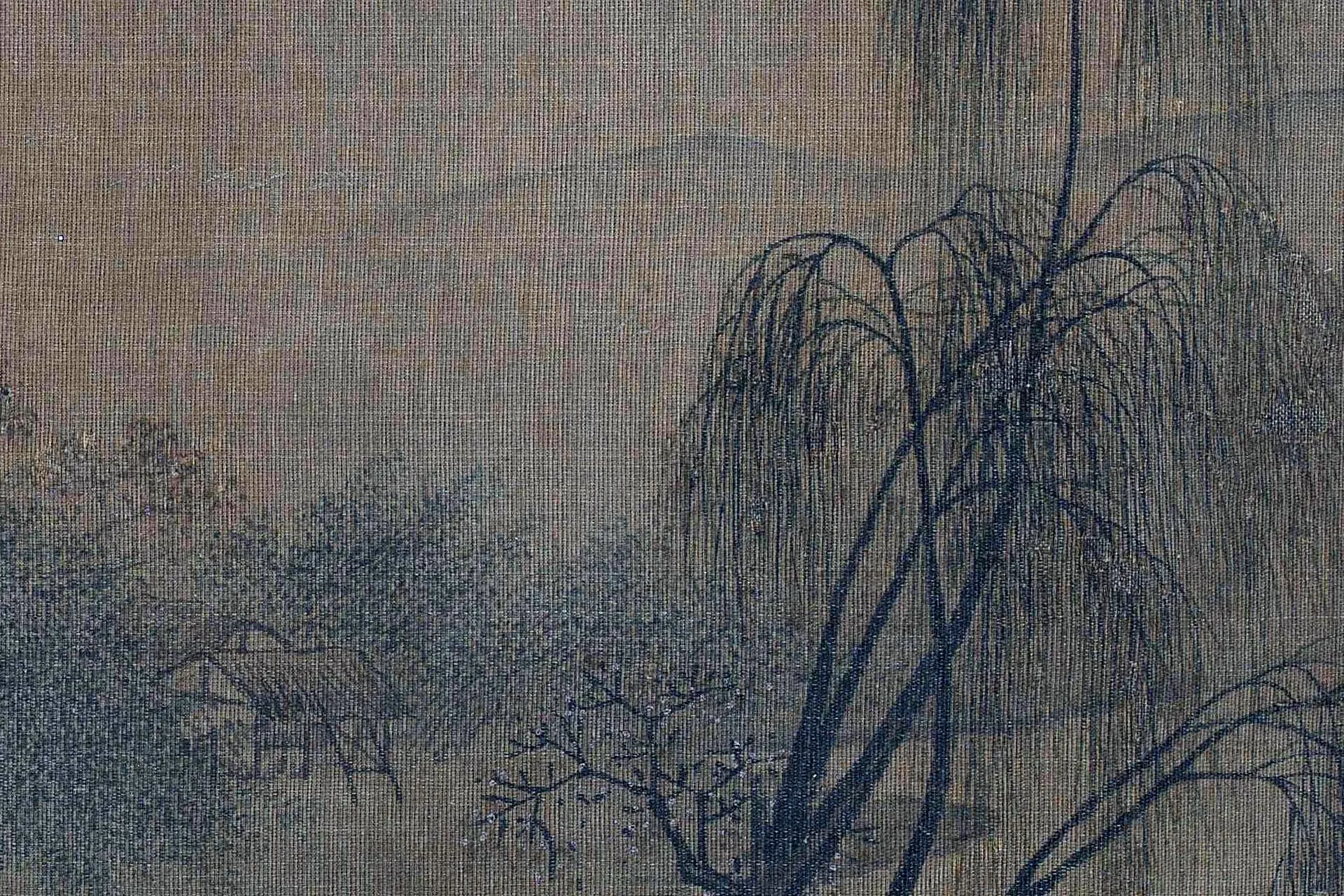 传马远山水《柳溪钓艇图》高清局部 (2)