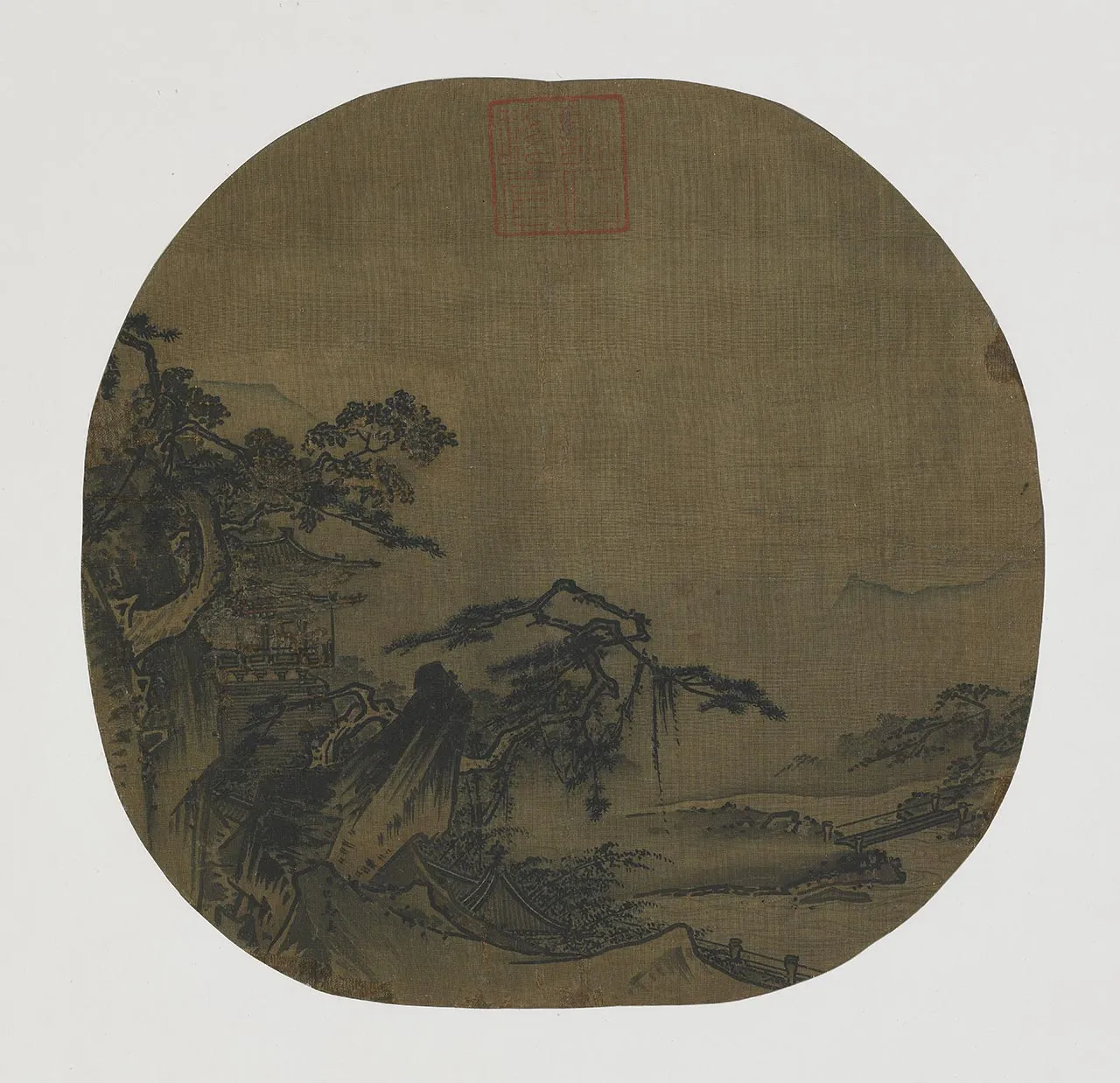 马远《溪畔山亭图》团扇页