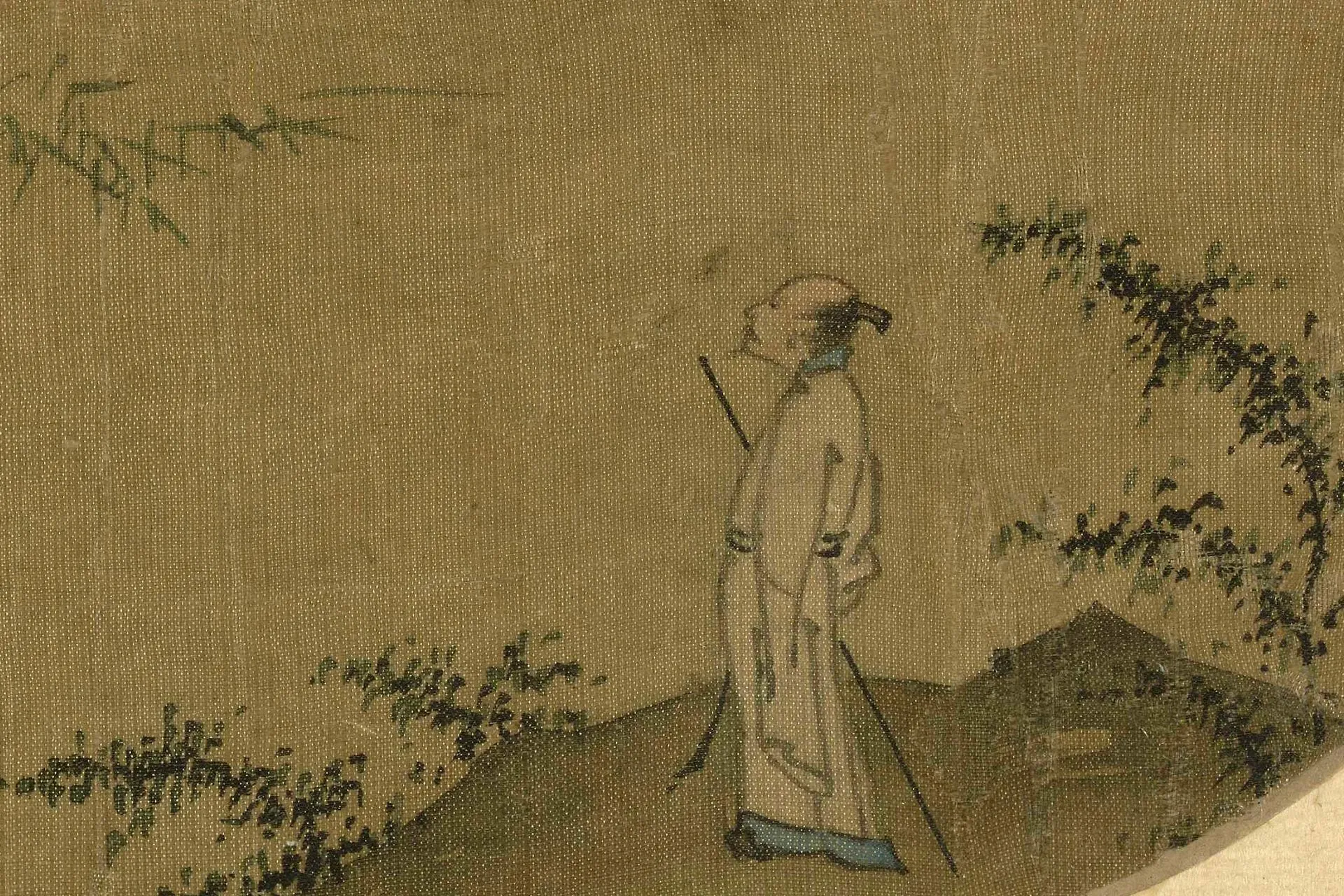 马逵山水《石壁看云图》团扇页高清局部 (2)