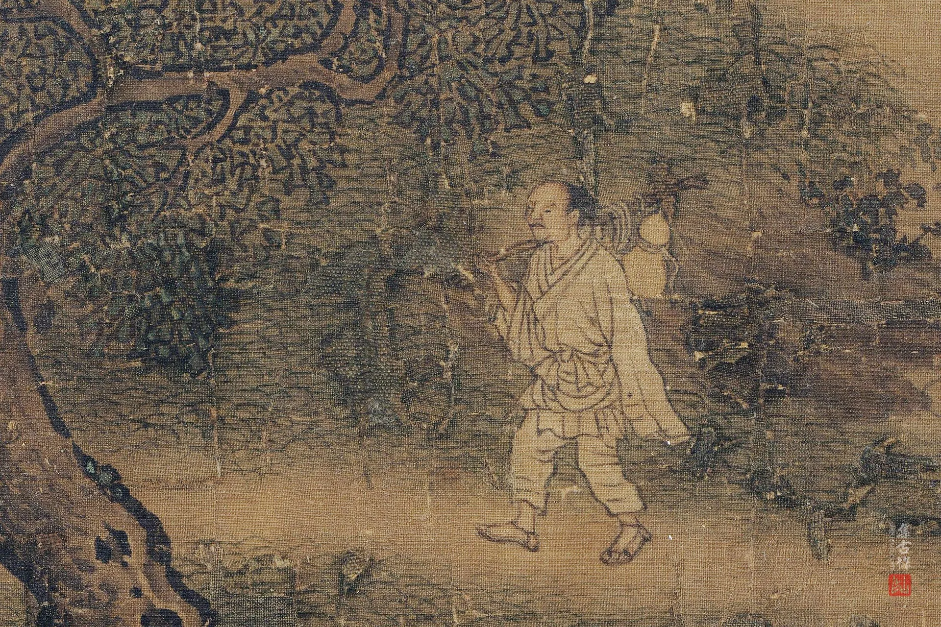 传李唐《仙岩采药图》高清图局部 (1)
