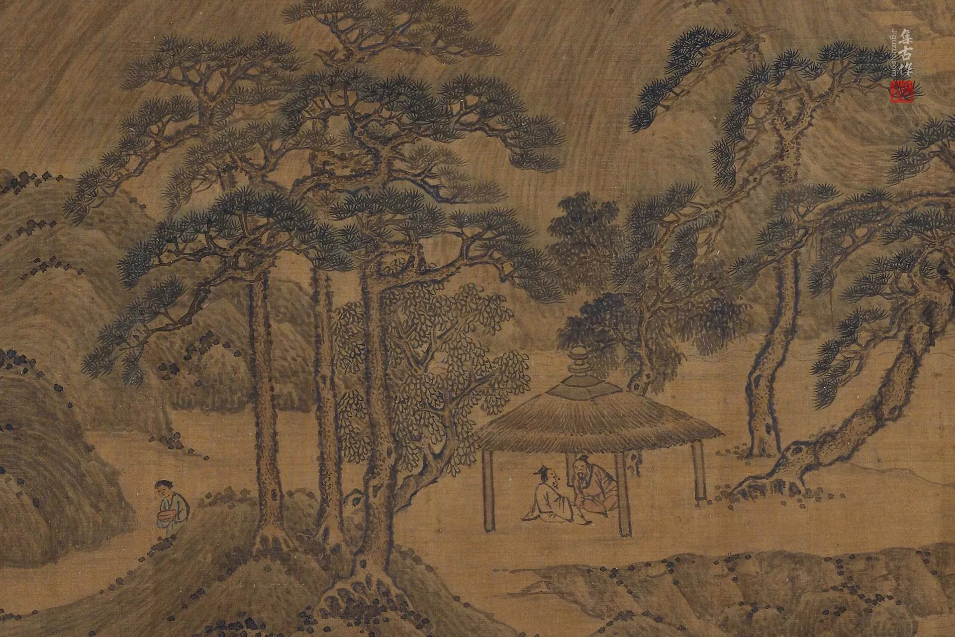 传董源山水图卷局部 (3)