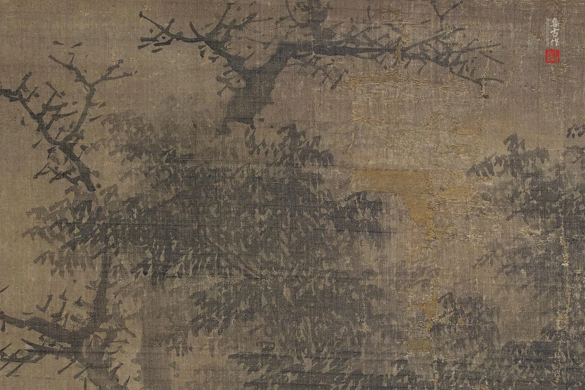 传李唐山水画《树下高士望远图》局部 (3)