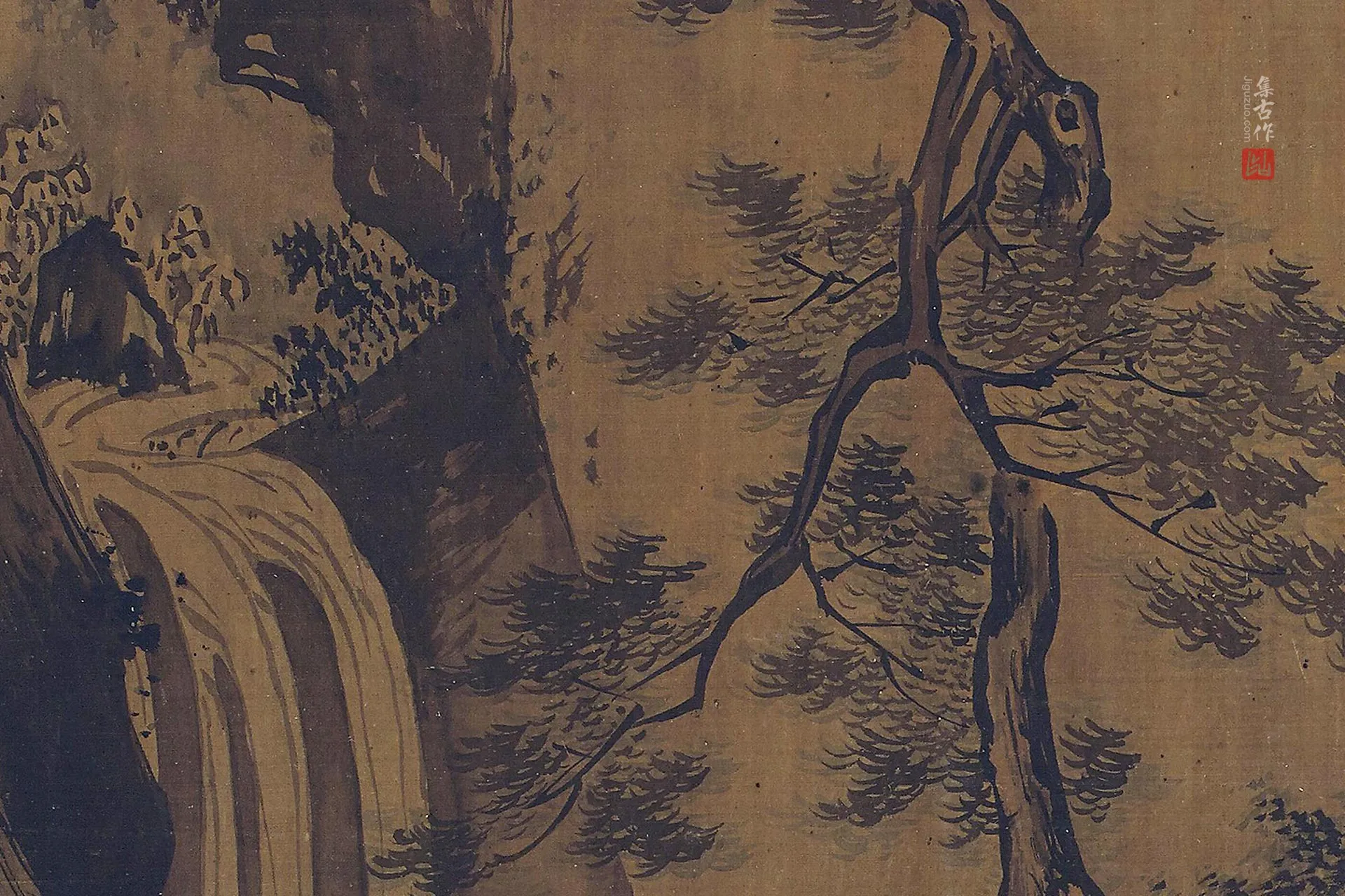 传夏圭《听琴观瀑图》局部 (4)