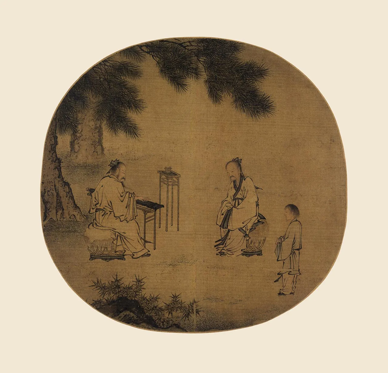 刘松年《听琴图》团扇页