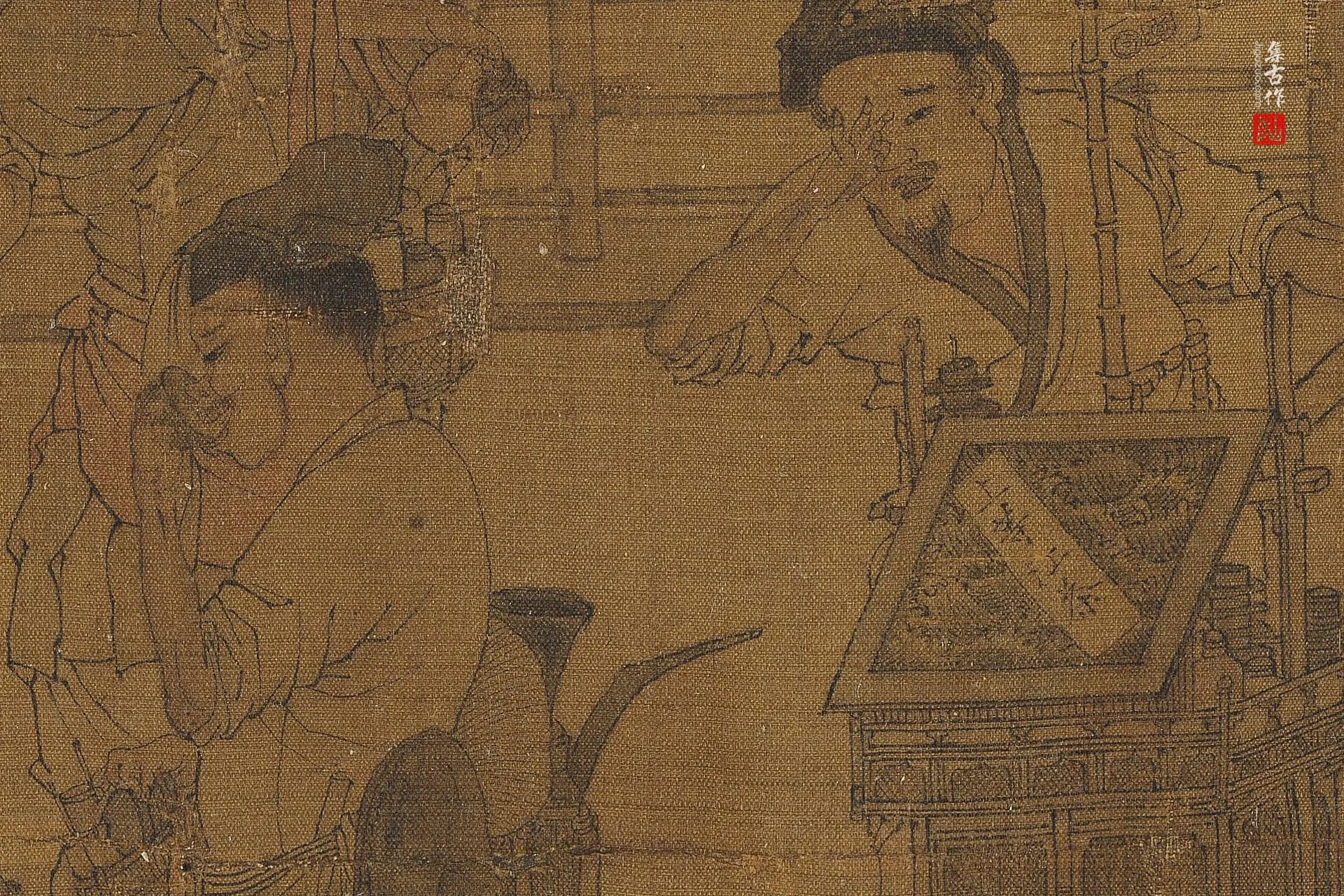 刘松年《茗园赌市图》高清大图局部 (2)
