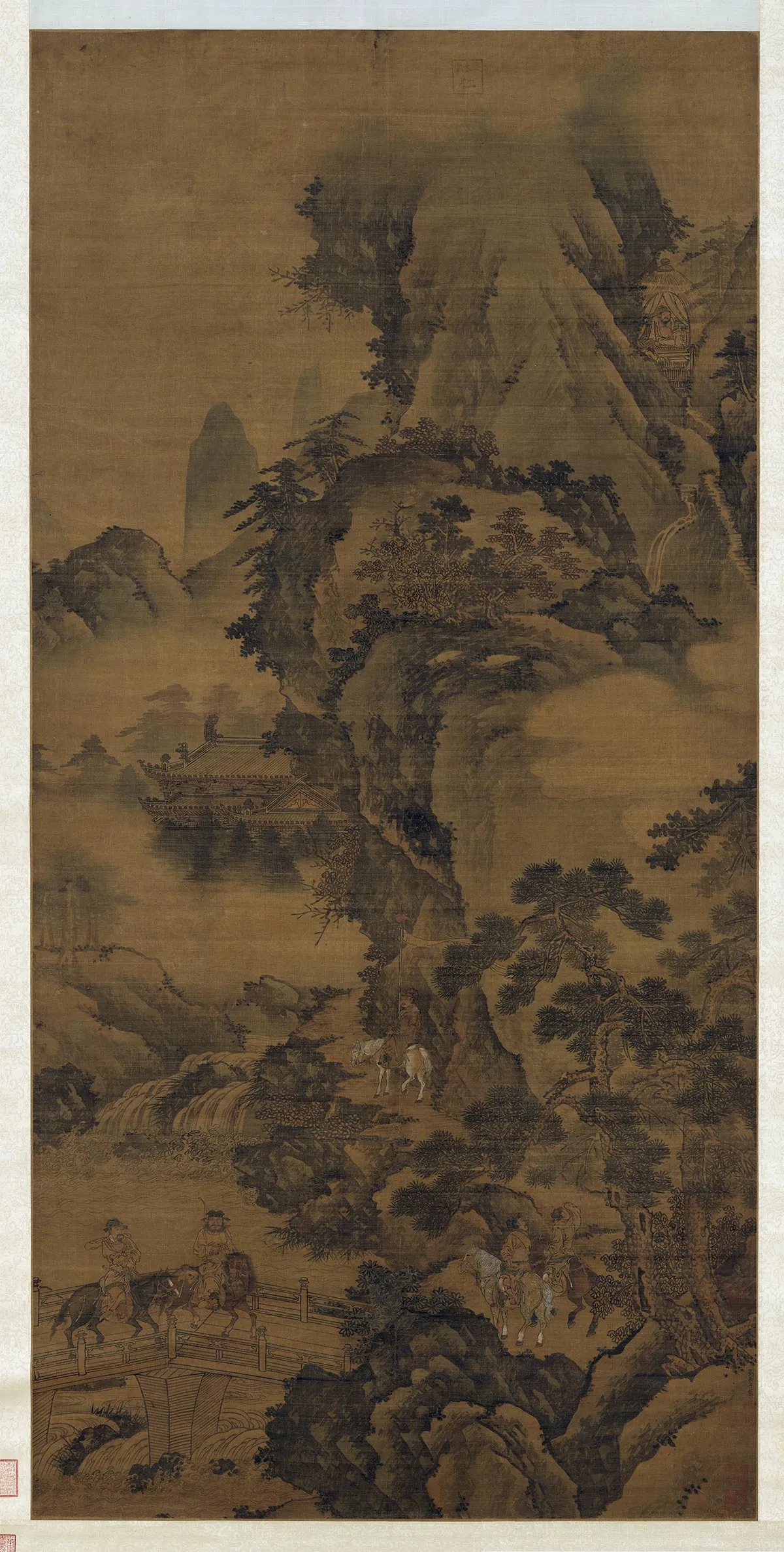 传刘松年山水人物画《征聘图》