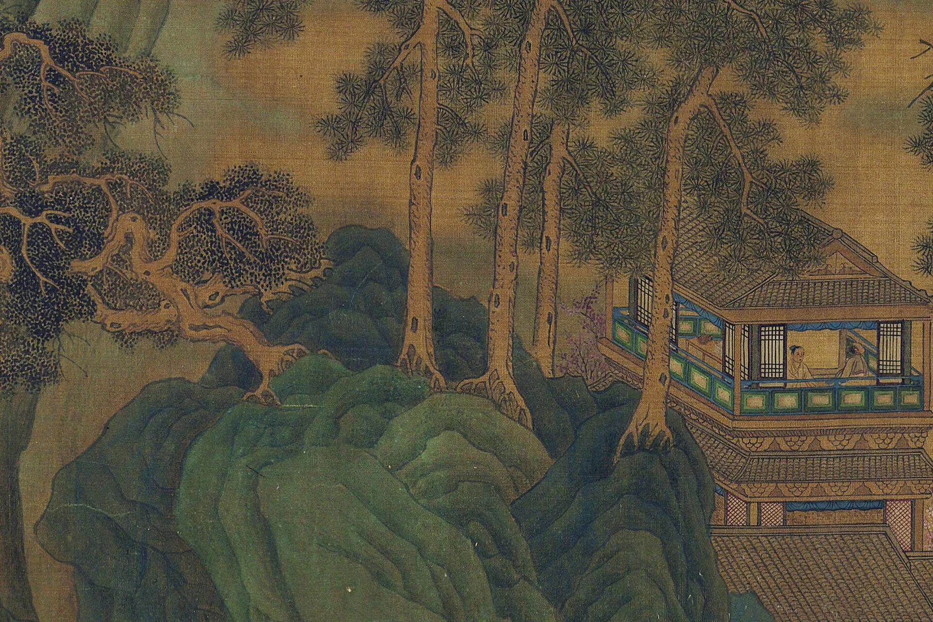 传刘松年青绿山水《天保九如图》局部 (5)