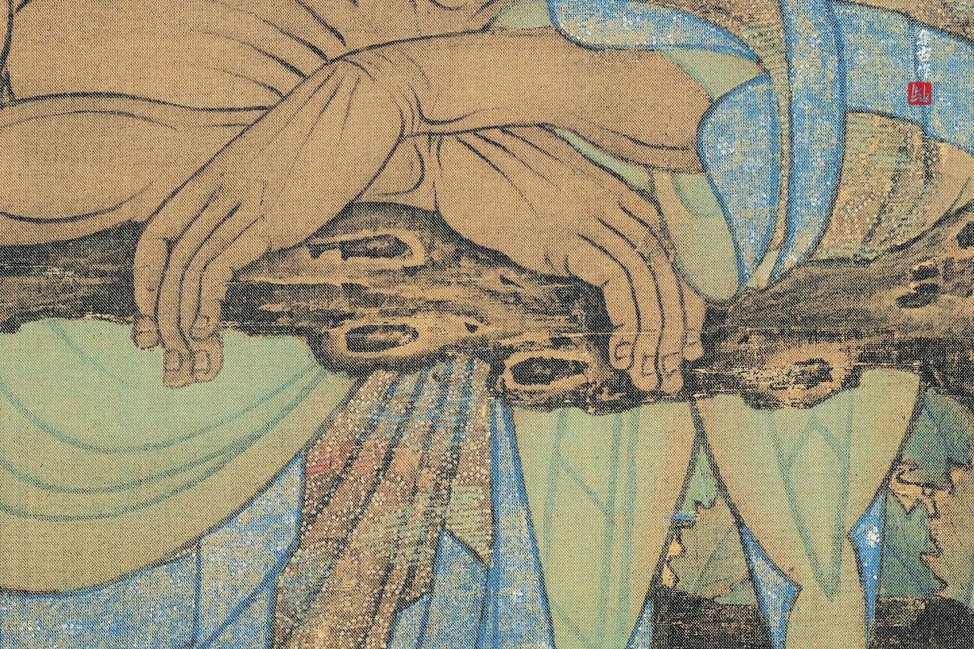 刘松年《画罗汉图》高清大图局部 (3)