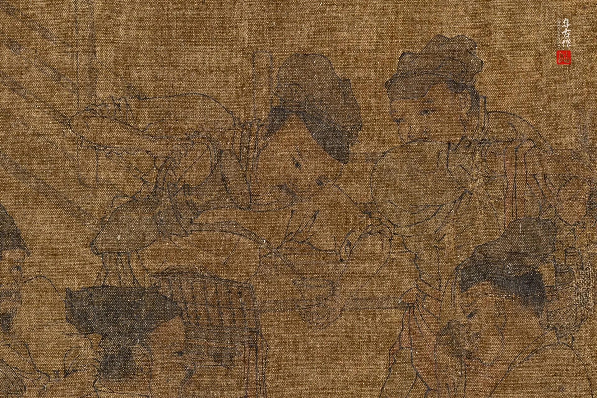 刘松年《茗园赌市图》高清大图局部 (4)