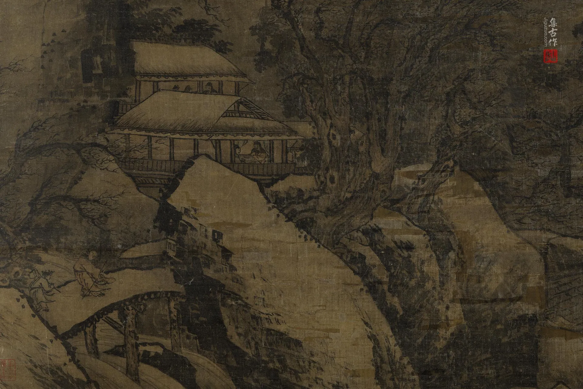 李唐画雪景山水轴局部 (3)