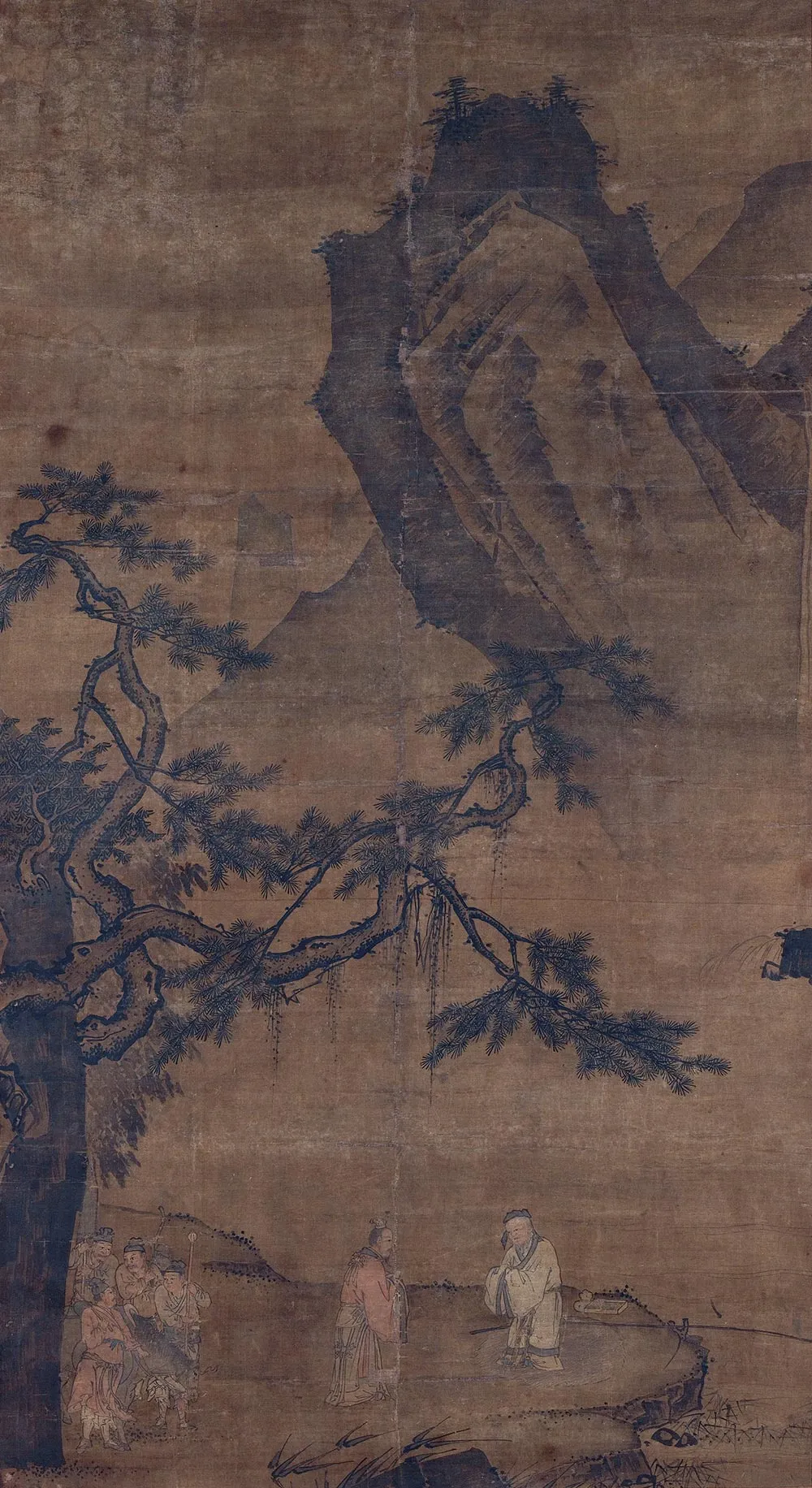 明人山水人物画《渭水访贤图》轴