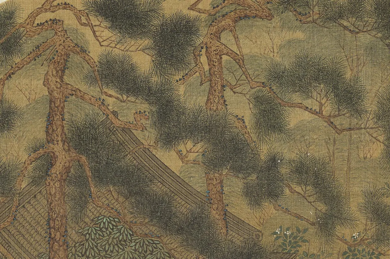 传刘松年《松阴读易图》局部 (3)