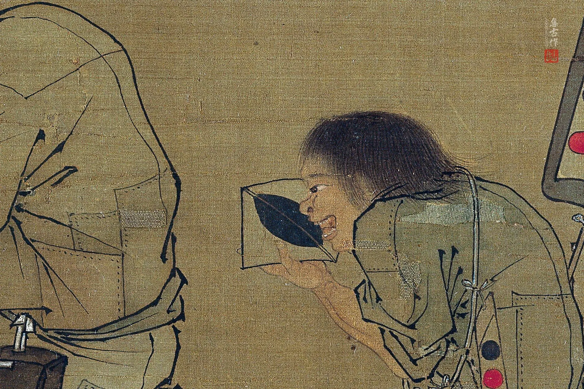 李唐《炙艾图》高清大图局部-3