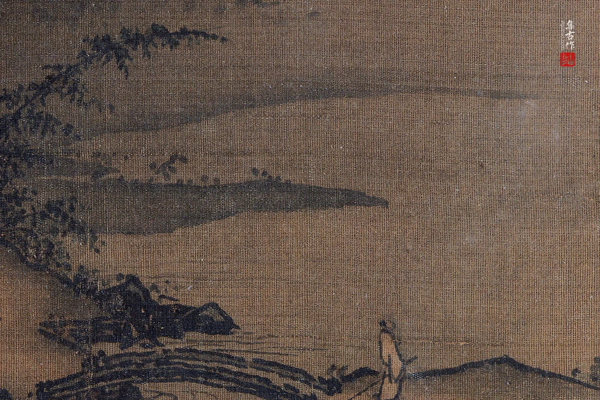 夏圭山水《湖畔幽居图》高清图局部 (2)