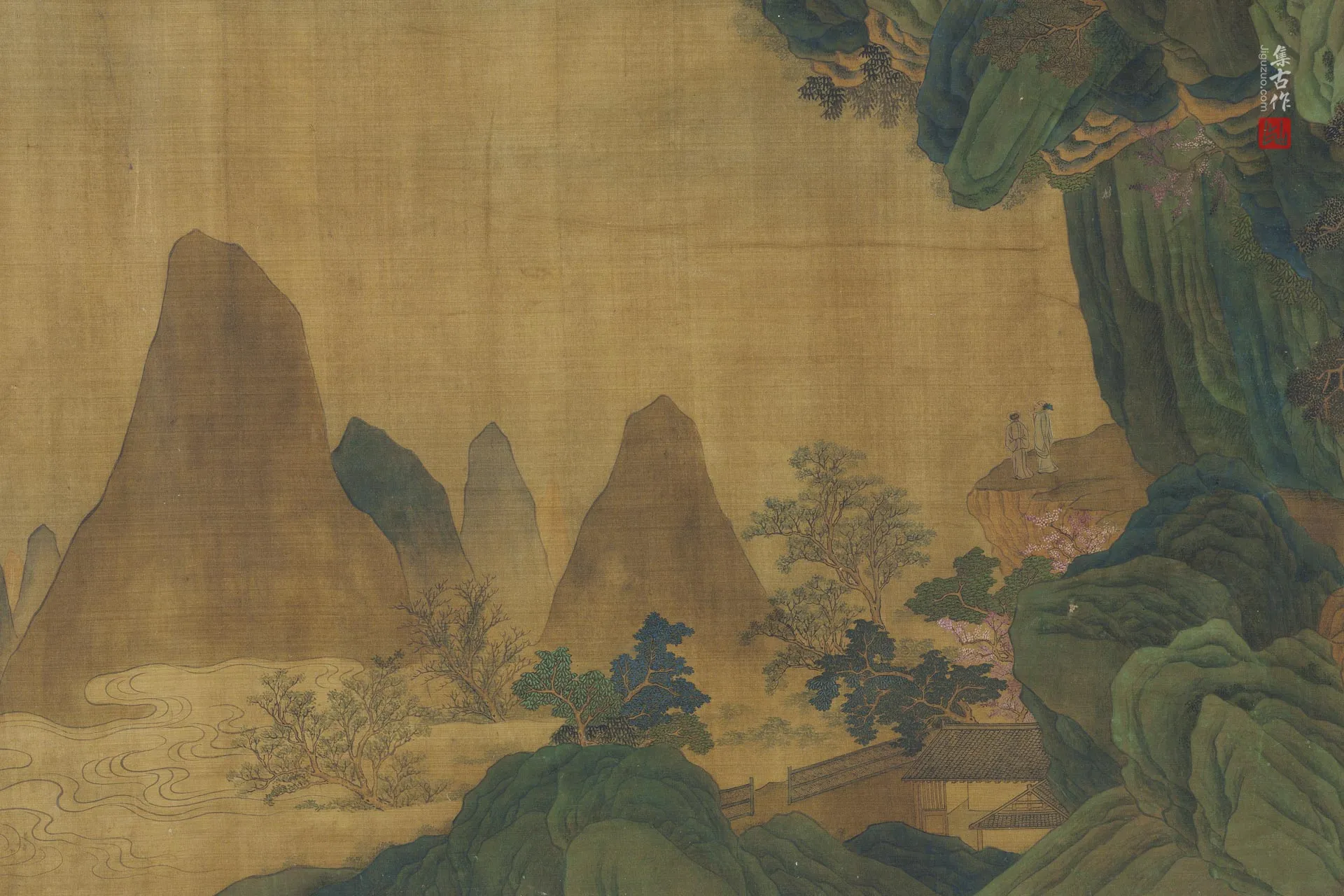 传刘松年青绿山水《天保九如图》局部 (5)