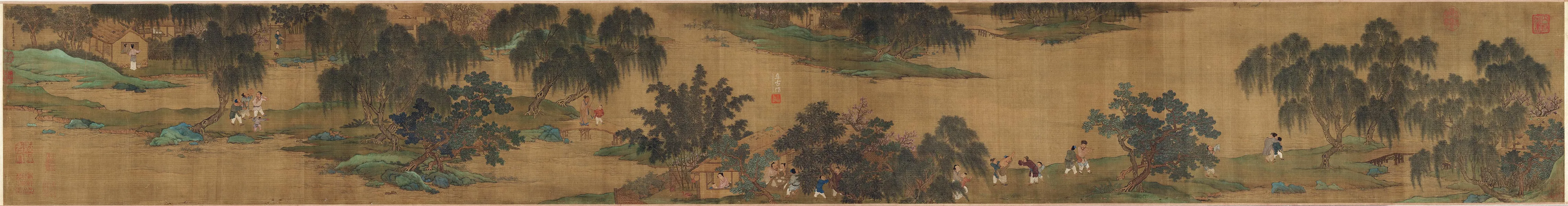 传刘松年山水人物画《春社图》卷