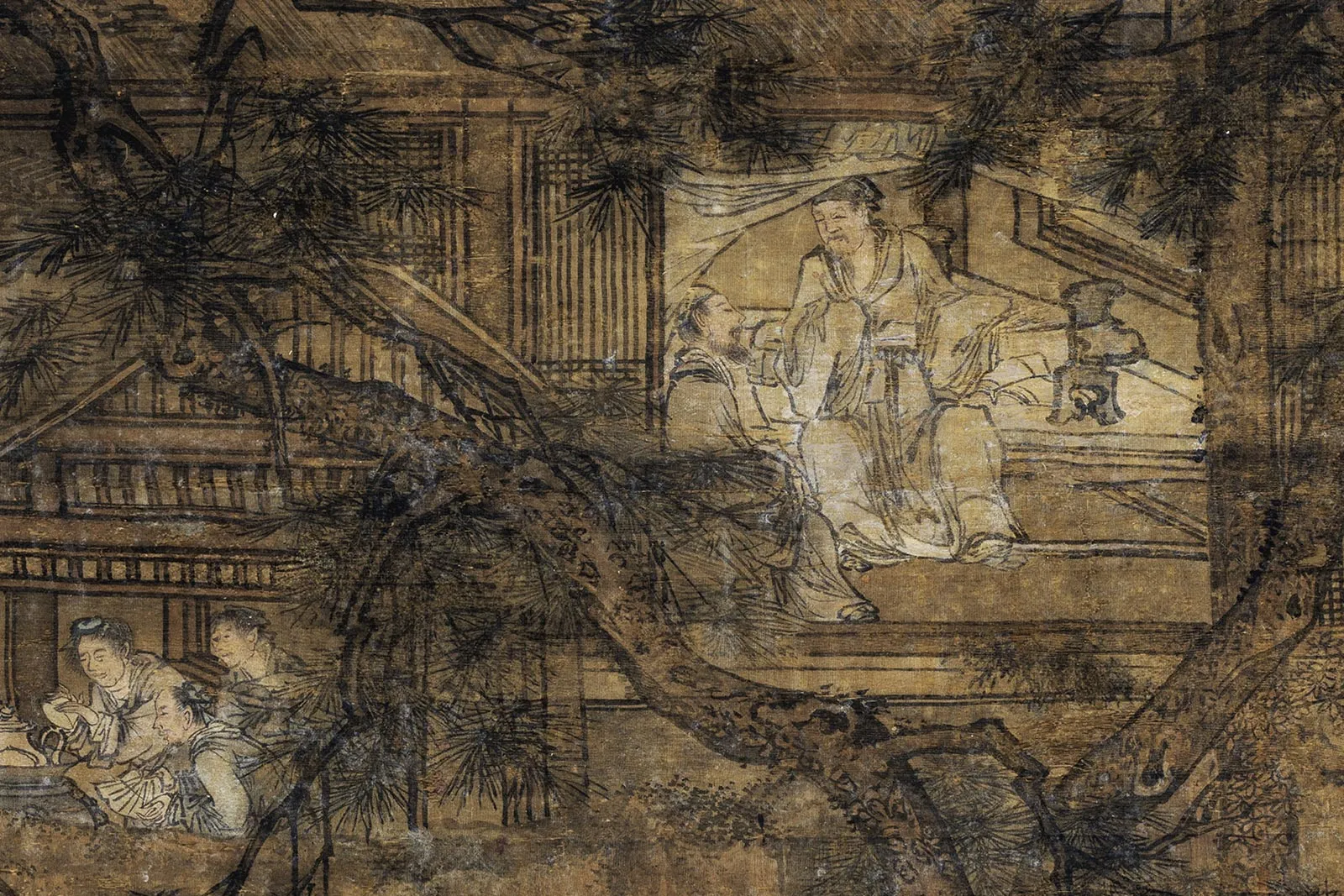 传夏圭山水人物画《山居图》局部 (3)