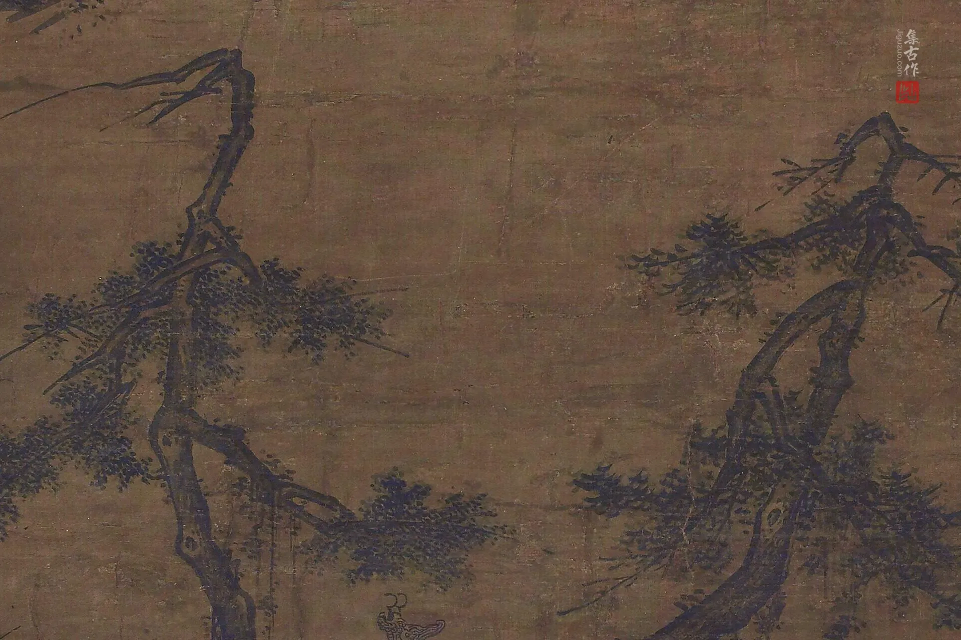 传李唐月景山水《山斋赏月图》局部 (4)