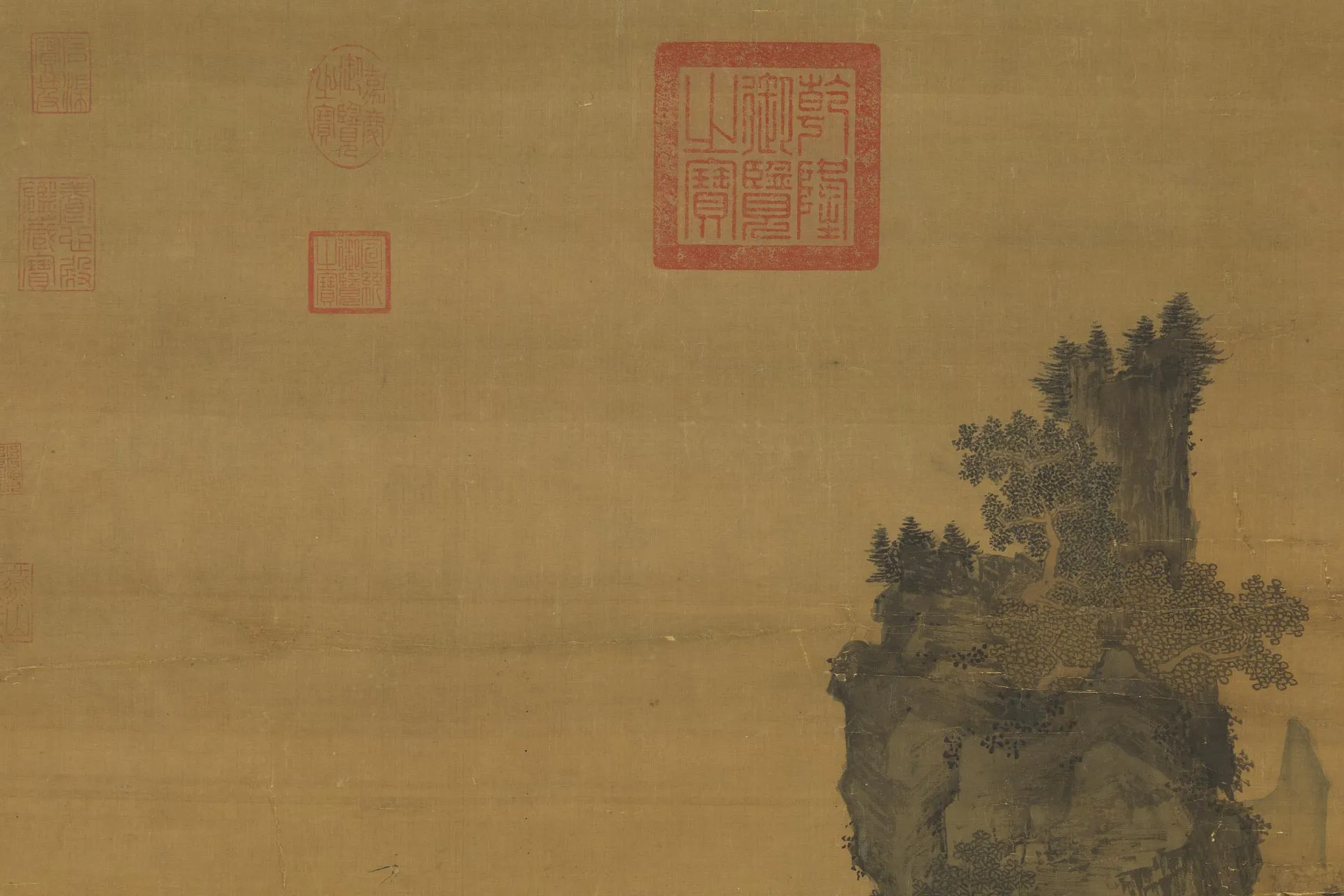 传刘松年山水人物画《溪亭客话图》局部 (4)