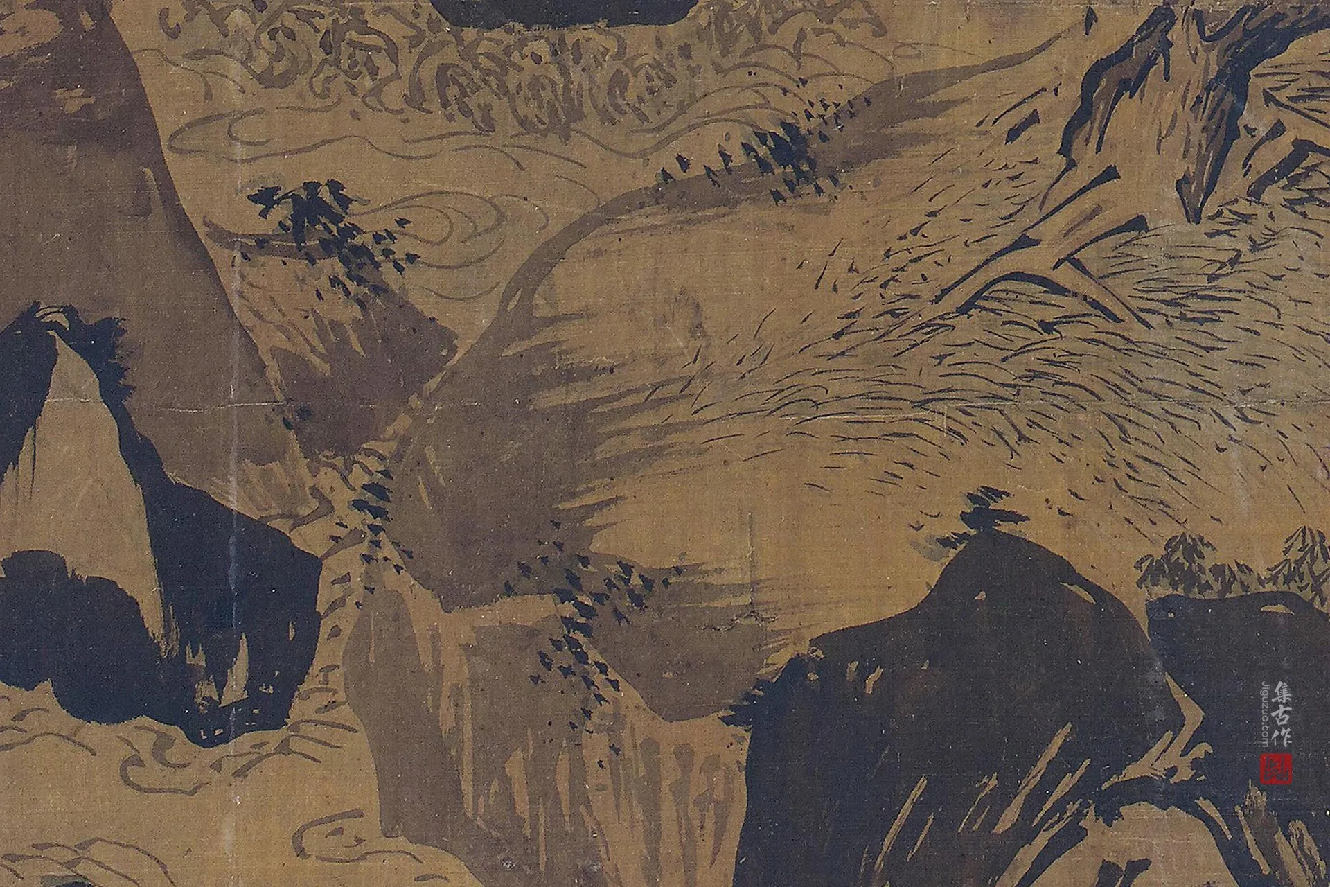 传夏圭《听琴观瀑图》局部 (2)