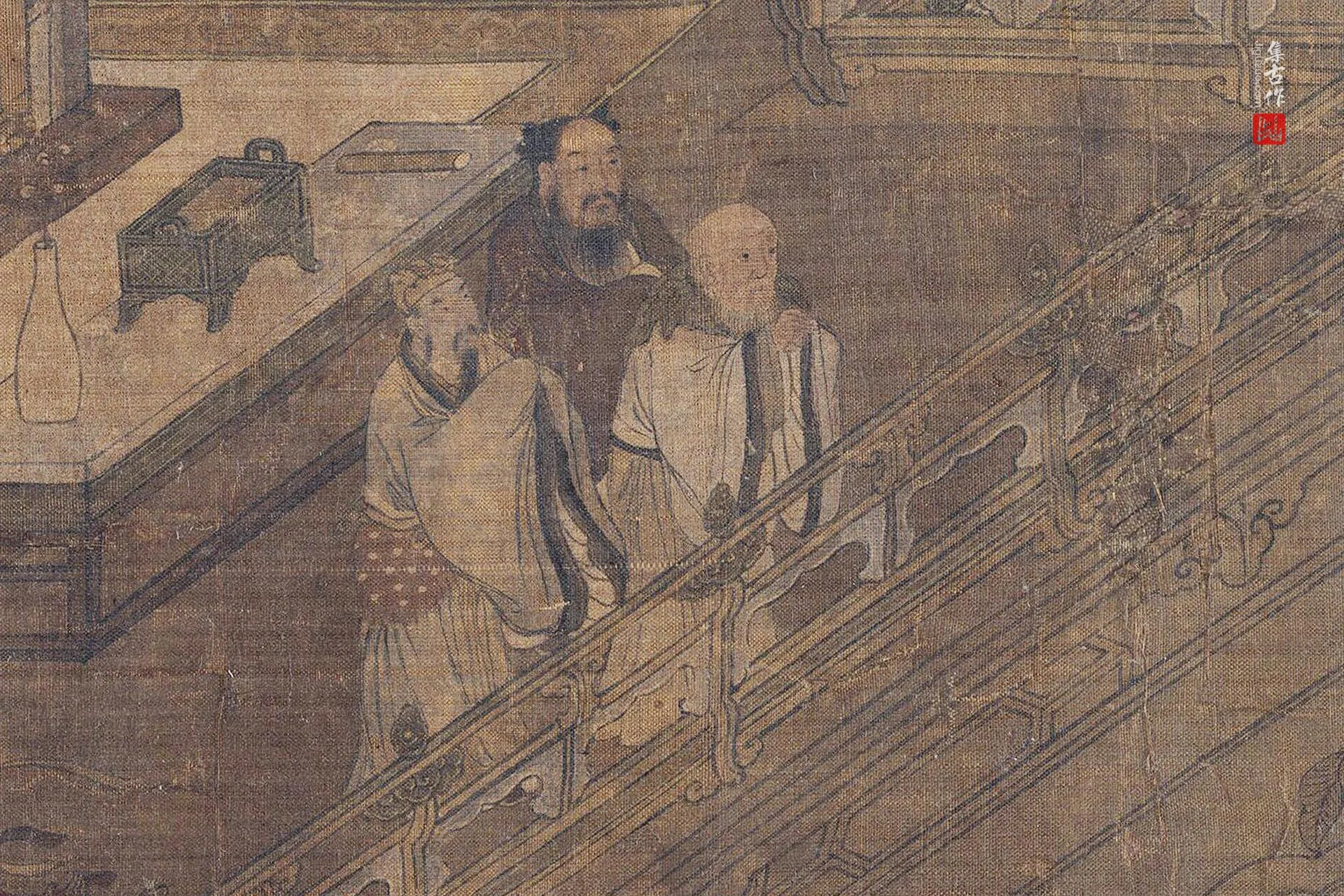 传刘松年《瑶台献寿图》高清大图局部 (1)