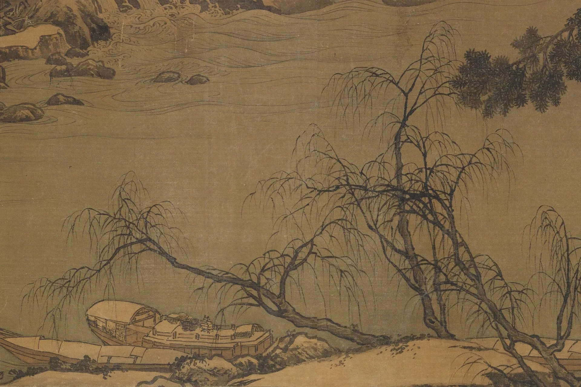 宋代山水画《溪山雪意图》局部 (4)