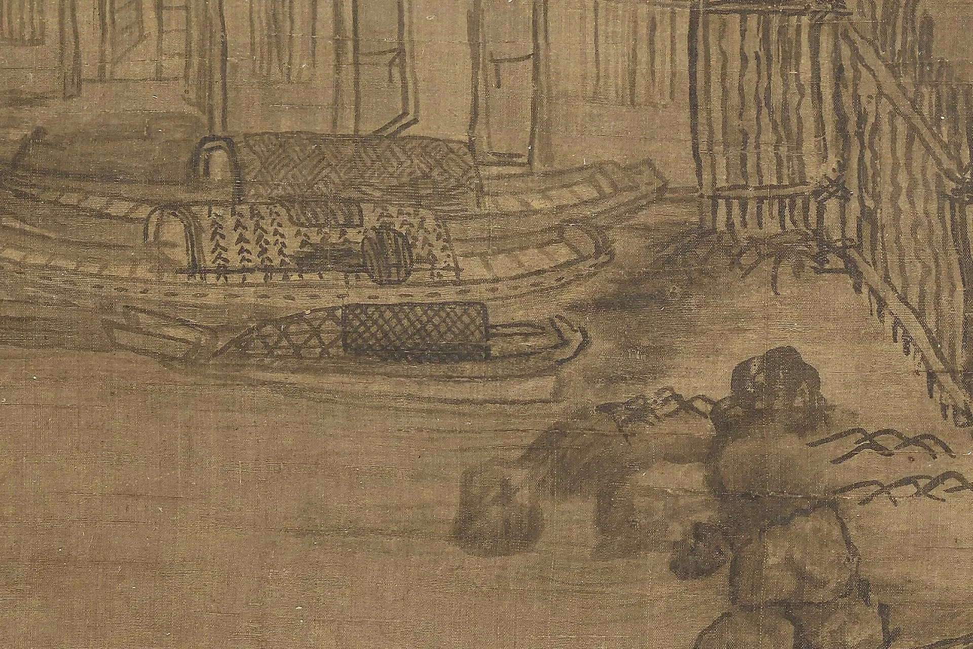 传董源山水画《溪山行旅图》局部 (2)