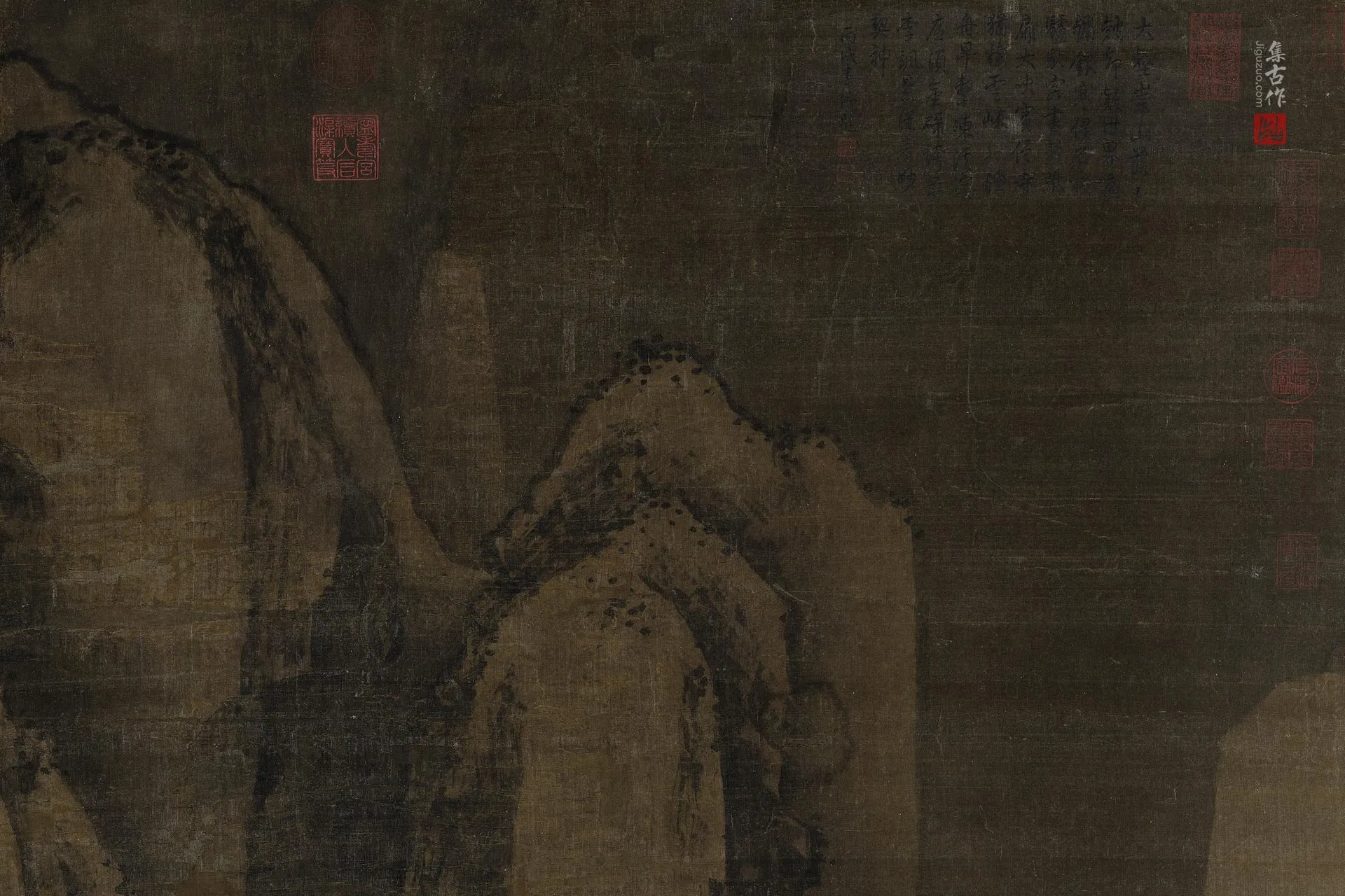 李唐画雪景山水轴局部 (1)