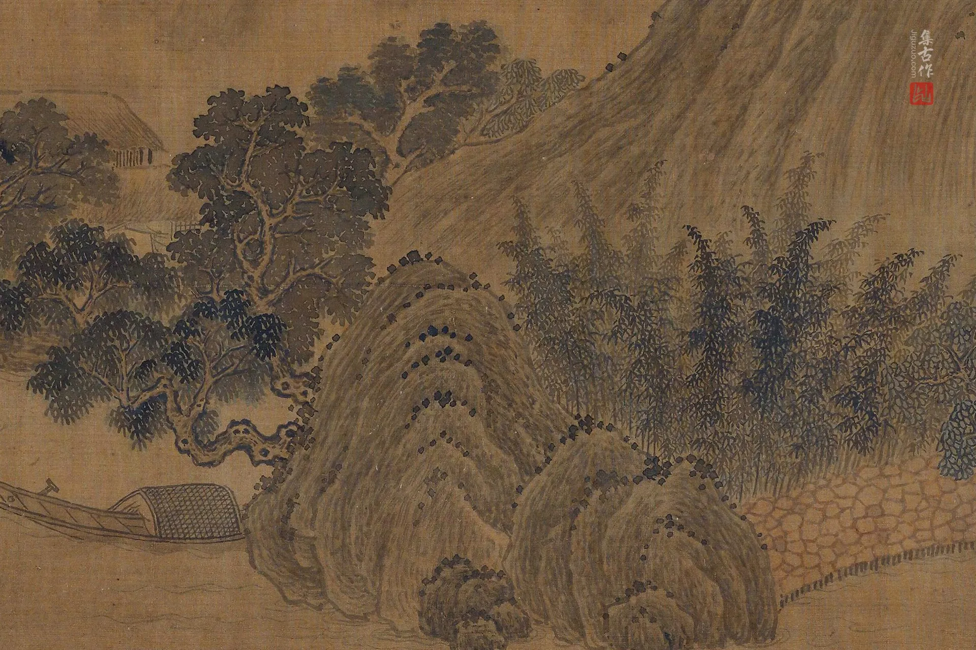传董源山水图卷局部 (2)