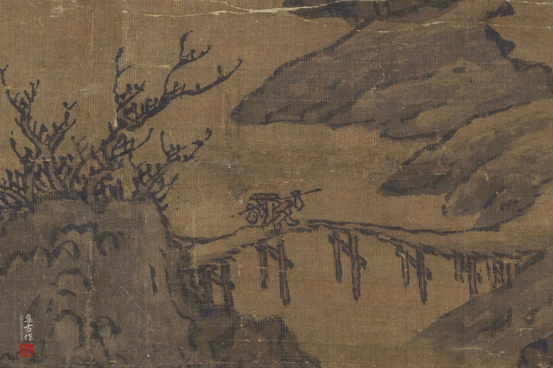 关仝《关山行旅图》高清大图局部 (5)