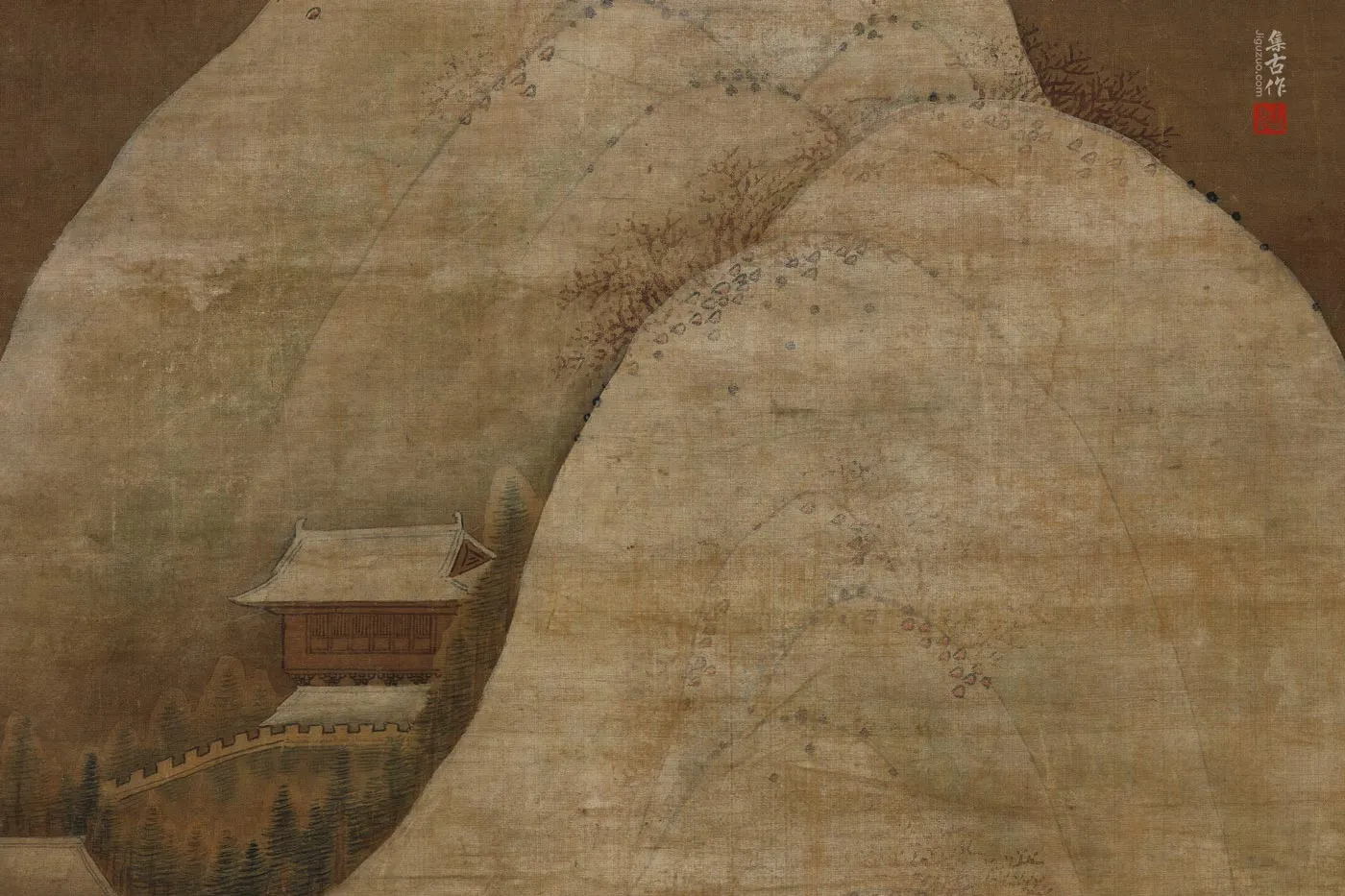 传张僧繇没骨山水《雪山红树图》局部 (4)