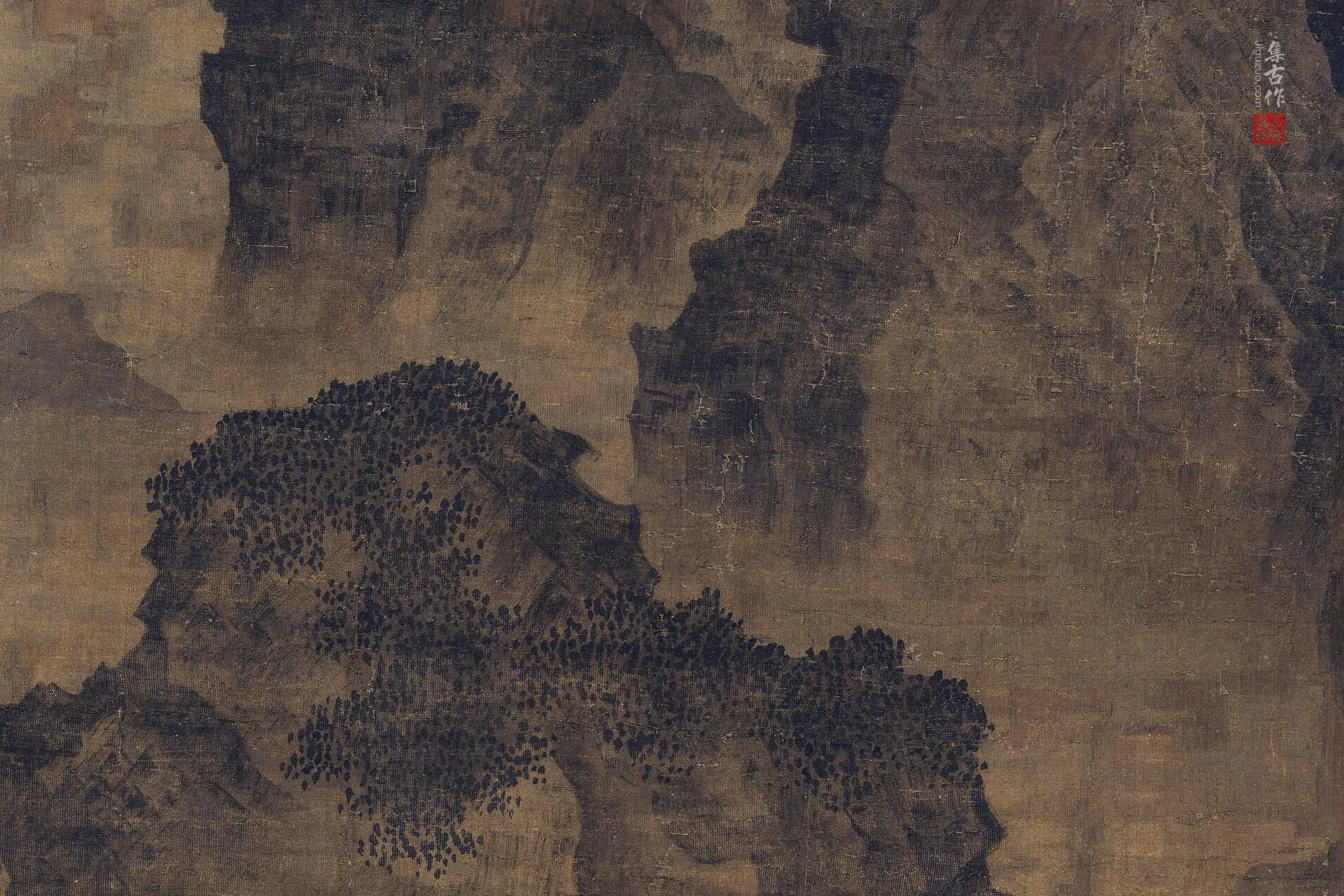 传范宽山水画《临流独坐图》局部 (6)