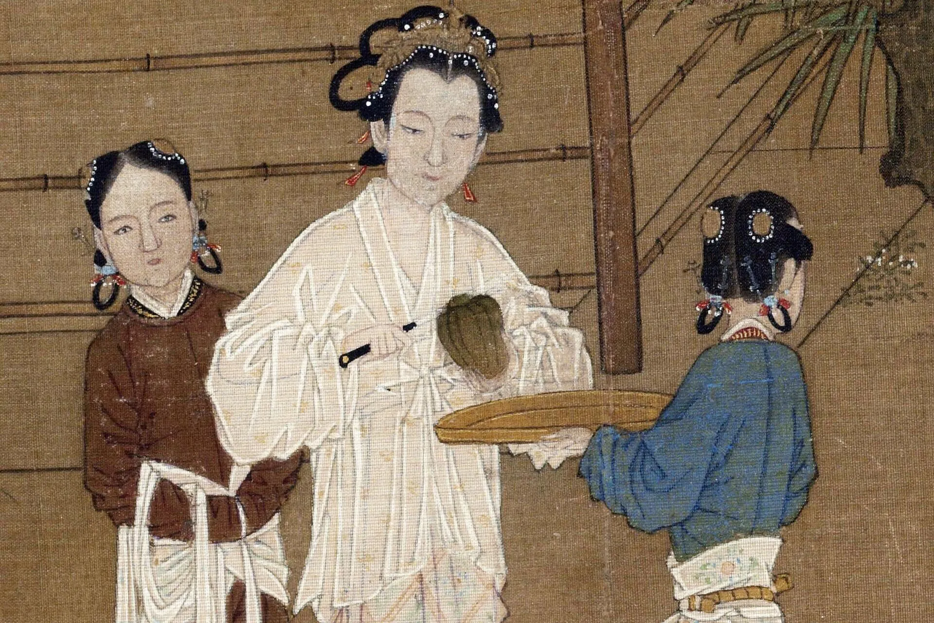 传刘松年《宫女图》高清大图局部 (1)