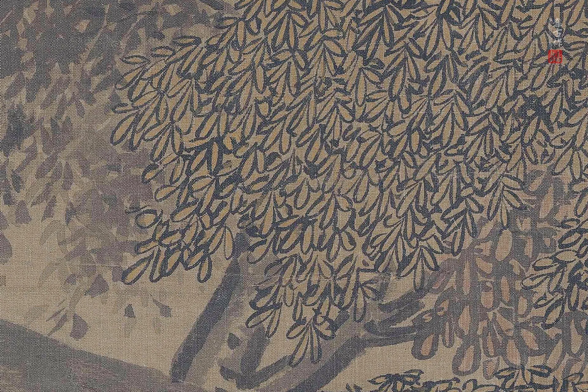 传李唐《秋林放犊图》高清大图局部 (6)