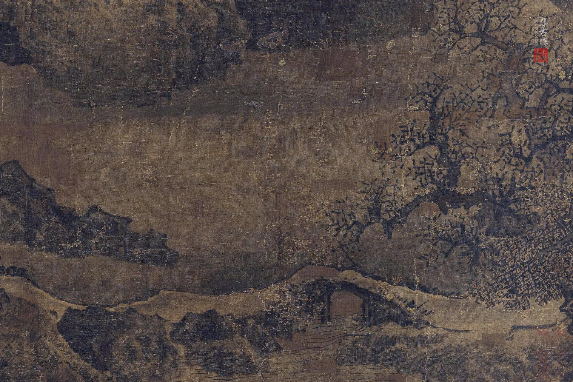 传范宽山水画《临流独坐图》局部 (3)