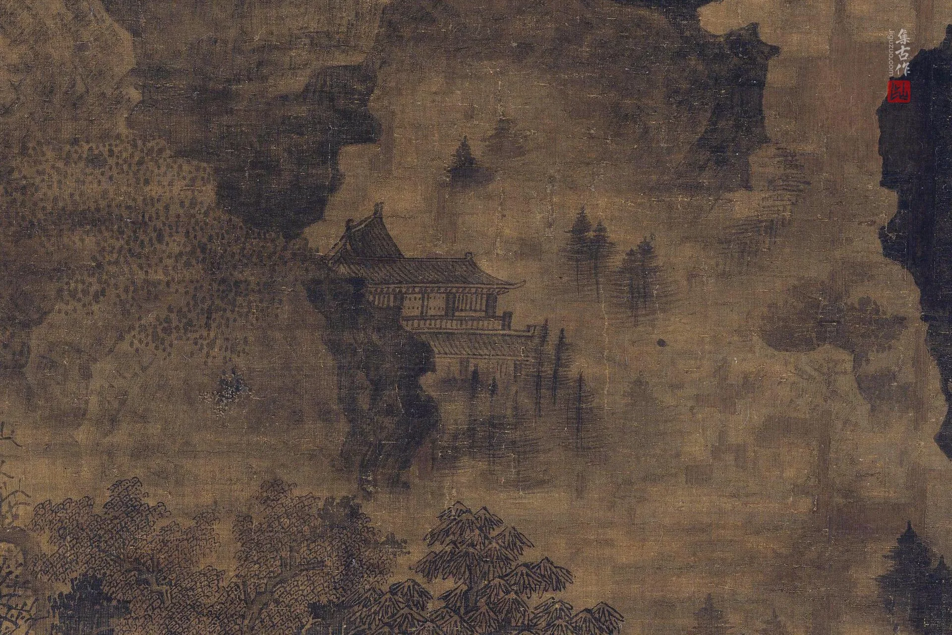 传范宽山水画《临流独坐图》局部 (5)