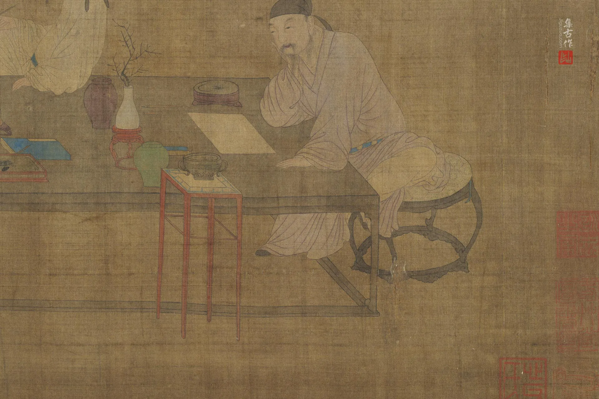 传李公麟《苦吟图》卷局部 (1)