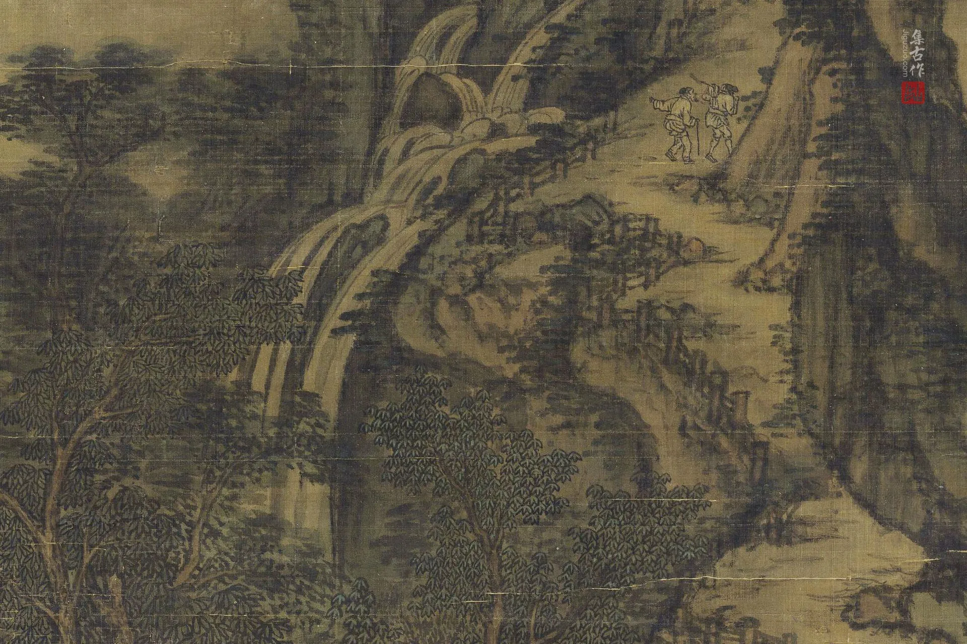 传董源山水画《洞天山堂图》局部 (2)